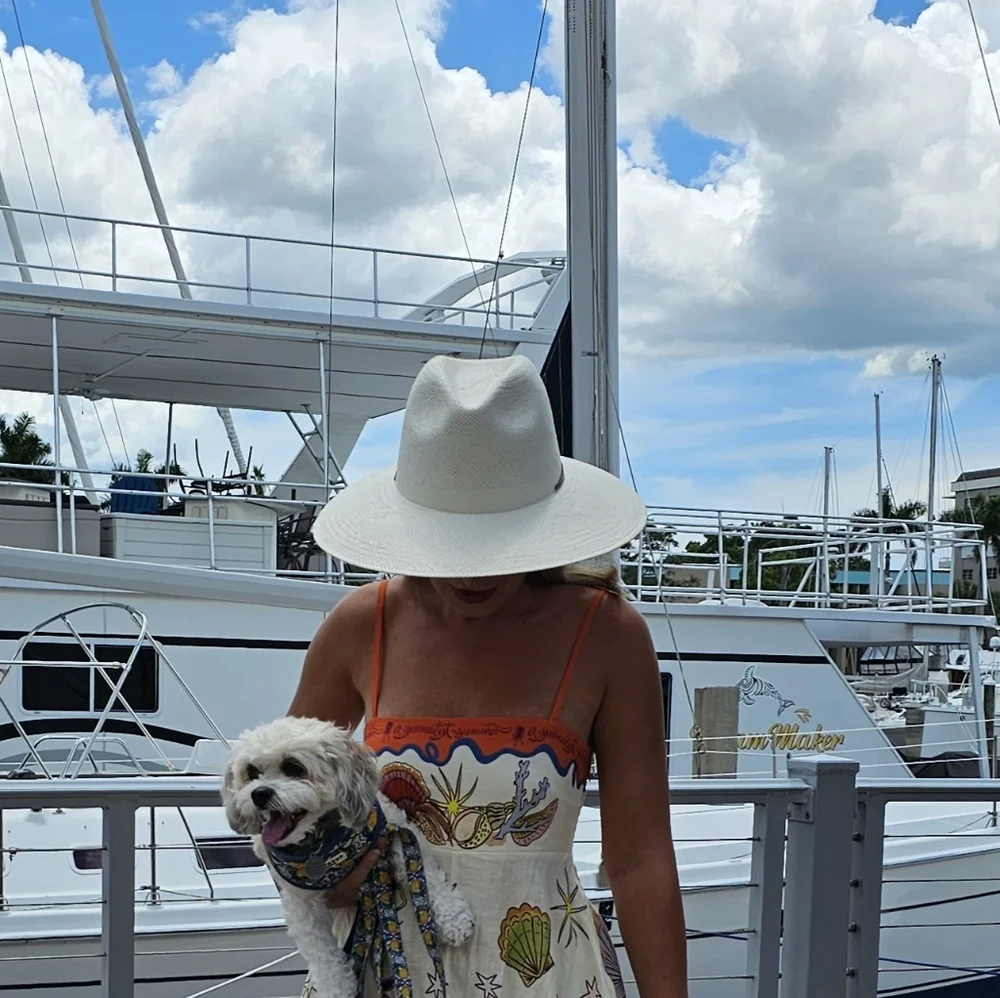 $287 Janessa Leone Calvin Packable Straw Hat In White Size M - Picture 11 of 12